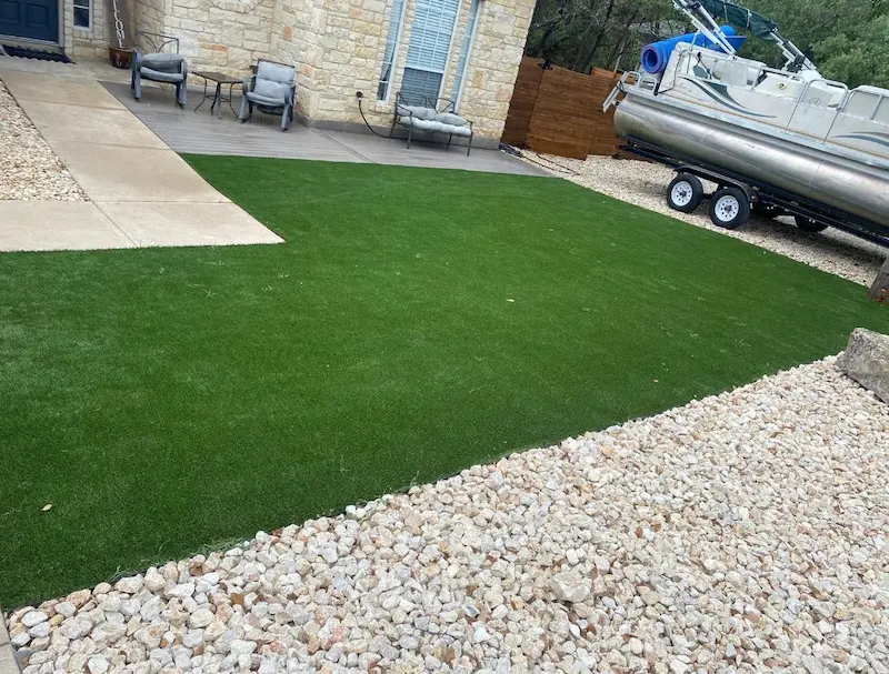 Turf and stone landscaping